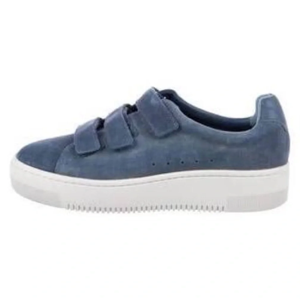 Sandro Blue Suede Velcro Platform Sneakers